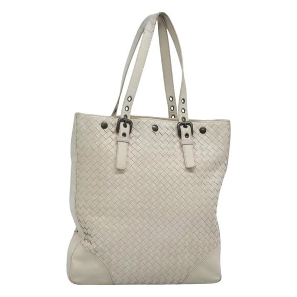 Bottega Veneta Handbags - BOTTEGA VENETA INTRECCIATO Tote Bag Leather White Auth bs25990